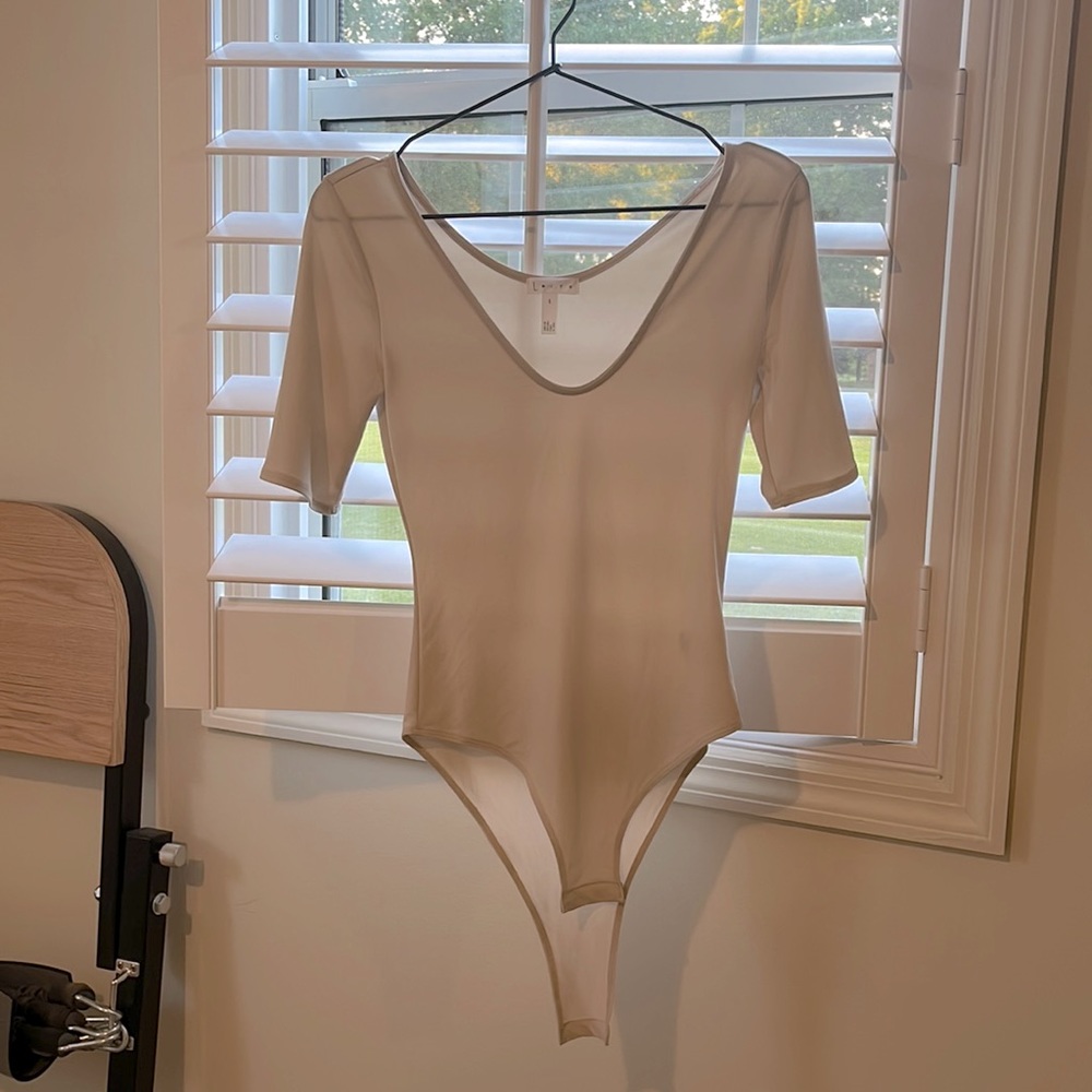 Aritzia leith beige top body suit